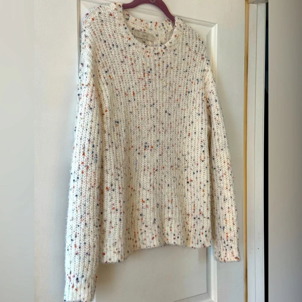 Loft sweater size Large cream multi color
